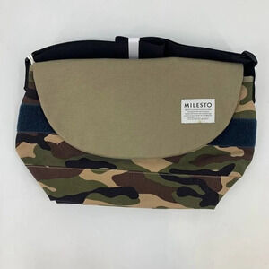 Milesto Camouflage Canvas Medium Multi Pocket Strap Messenger NWT‎